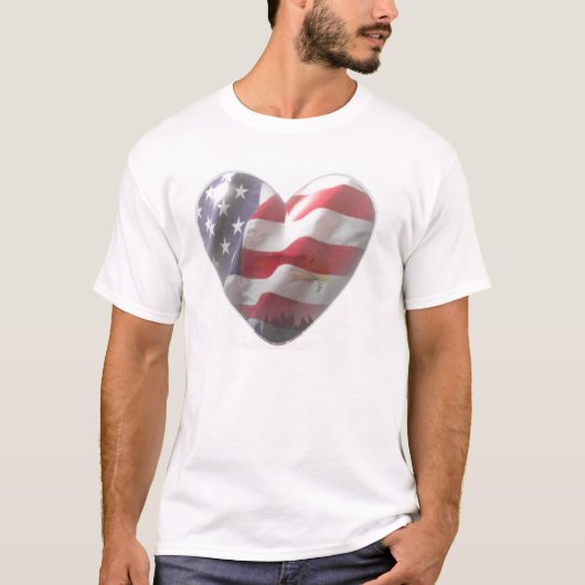 Amerikanische Flagge des Herz-3D T-Shirt (Vorderseite)