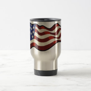 Amerikanische Flagge, die Thermo Tasse wellenartig