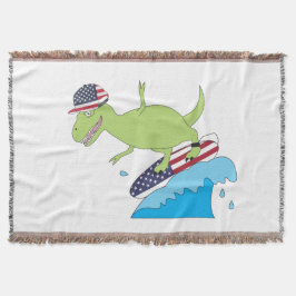 Amerikanische Flagge Dinosaurier Surfing Decke