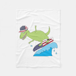 Amerikanische Flagge Dinosaurier Surfing Fleecedecke