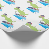 Amerikanische Flagge Dinosaurier Surfing Geschenkpapier (Ecke)