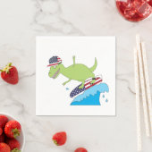 Amerikanische Flagge Dinosaurier Surfing Serviette (Beispiel)