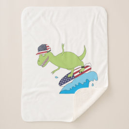 Amerikanische Flagge Dinosaurier Surfing Sherpadecke