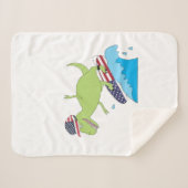Amerikanische Flagge Dinosaurier Surfing Sherpadecke (Vorderseite (Horizontal))