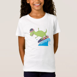 Amerikanische Flagge Dinosaurier Surfing T-Shirt