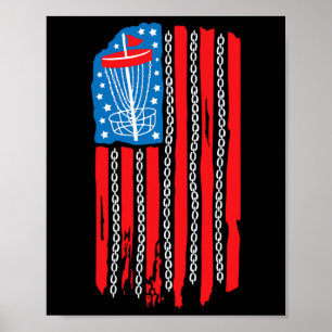 Amerikanische Flagge Disc Golf Korb Kette 4. Juli  Poster