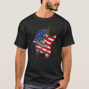 Amerikanische Flagge E-Gitarre USA Unabhängigkeits T-Shirt