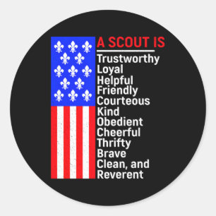 Amerikanische Flagge ein Scout ist vertrauenswürdi Runder Aufkleber
