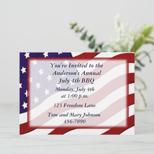 Amerikanische Flagge Einladung (Stehend Vorderseite)