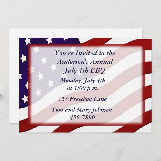 Amerikanische Flagge Einladung (Vorne/Hinten)