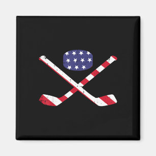 Amerikanische Flagge Eishockey Schläger Puck vinta Magnet