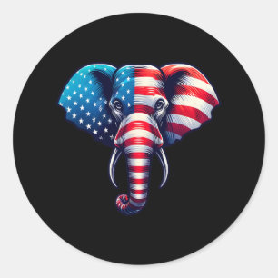 Amerikanische Flagge Elefant 4. Juli Patriotische  Runder Aufkleber