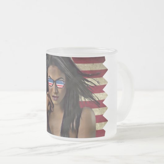 Amerikanische Flagge erschüttert Mattglastasse (VorderseiteRechts)