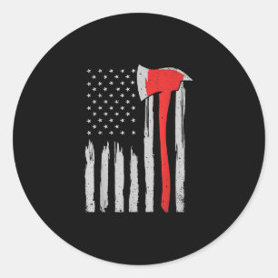 Amerikanische Flagge Feuerwehrmann Roter Feuerwehr Runder Aufkleber
