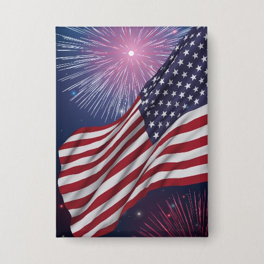 Amerikanische Flagge & Feuerwerk Button (Vorderseite)