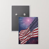 Amerikanische Flagge & Feuerwerk Button (Vorderseite/Rückseite)