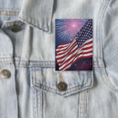 Amerikanische Flagge & Feuerwerk Button (Insitu)
