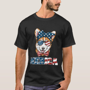 Amerikanische Flagge Feuerwerk Corgi Hund T 4. Jul T-Shirt
