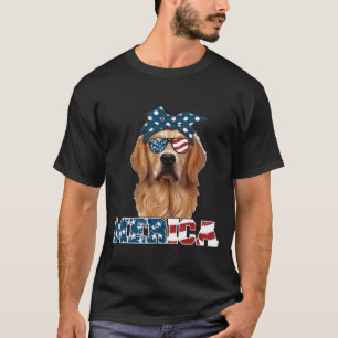 Amerikanische Flagge Feuerwerk Golden Retriever Do T-Shirt