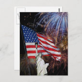 Amerikanische Flagge, Feuerwerke und Postkarte (Vorne/Hinten)