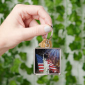 Amerikanische Flagge, Feuerwerke und Schlüsselanhänger (Hand)