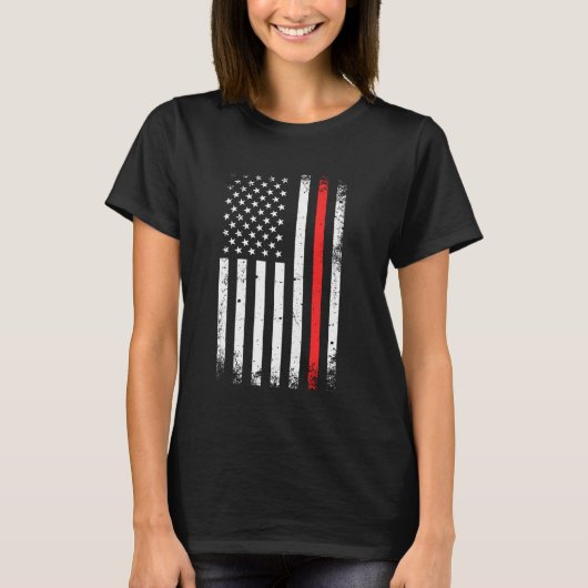Amerikanische Flagge Fireman Proud Firefighter Her T-Shirt (Vorderseite)