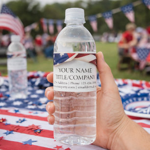 Amerikanische Flagge Firmenname Geschäft Wasserflaschenetikett