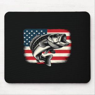 Amerikanische Flagge Fisch Angeln Patriotisch Mousepad