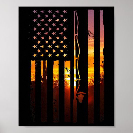 Amerikanische Flagge Fisch Fischer Fischer Lustig Poster (Vorne)