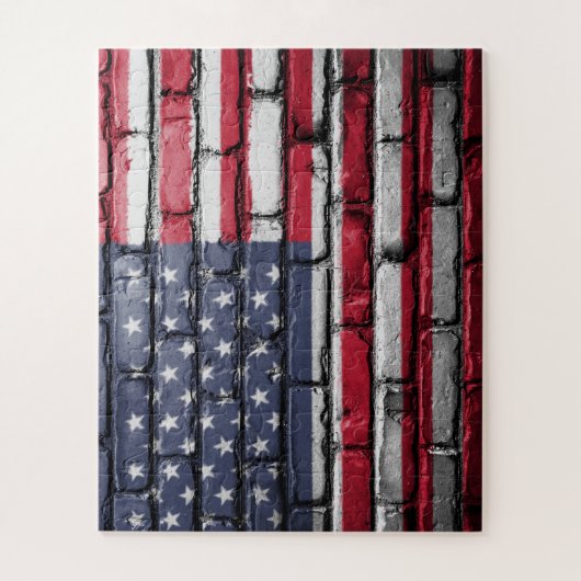 Amerikanische Flagge, Flagge auf Steinen Jigsaw Pu Puzzle (Vertikal)