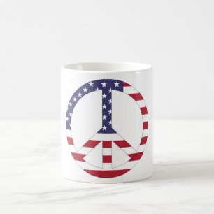 AMERIKANISCHE FLAGGE FRIEDENSZEICHEN KAFFEETASSE