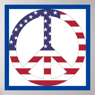 AMERIKANISCHE FLAGGE FRIEDENSZEICHEN POSTER