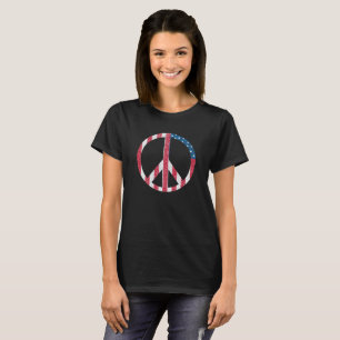 Amerikanische Flagge Friedenszeichen Vintage Rot W T-Shirt