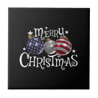 Amerikanische Flagge Frohe Weihnachten Christbaumk Fliese