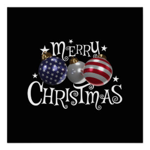 Amerikanische Flagge Frohe Weihnachten Christbaumk Poster