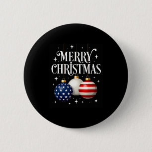 Amerikanische Flagge Frohe Weihnachten Tannenbaum Button