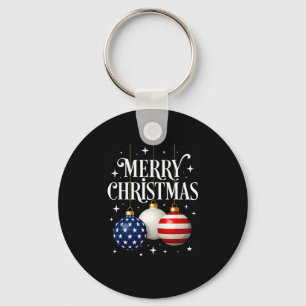 Amerikanische Flagge Frohe Weihnachten Tannenbaum Schlüsselanhänger