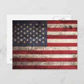 Amerikanische Flagge für altes Holzkörnchen Postkarte (Vorne/Hinten)