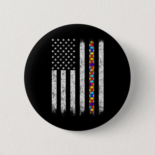 Amerikanische Flagge für Autismus Button (Vorderseite)