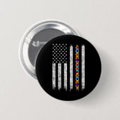 Amerikanische Flagge für Autismus Button (Vorne & Hinten)