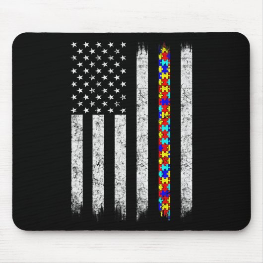 Amerikanische Flagge für Autismus Mousepad (Vorne)