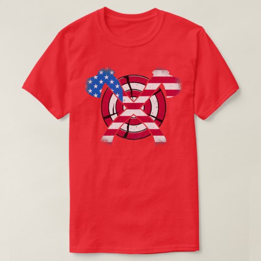 Amerikanische Flagge für Ax Funny Ax Thrower T-Shirt (Design vorne)