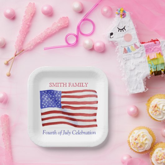 Amerikanische Flagge für benutzerdefinierte Wasser Pappteller (Party)