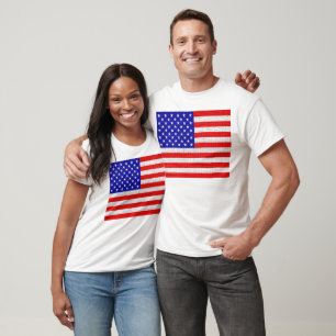 Amerikanische Flagge für Burlap Linen Rustic Jute T-Shirt