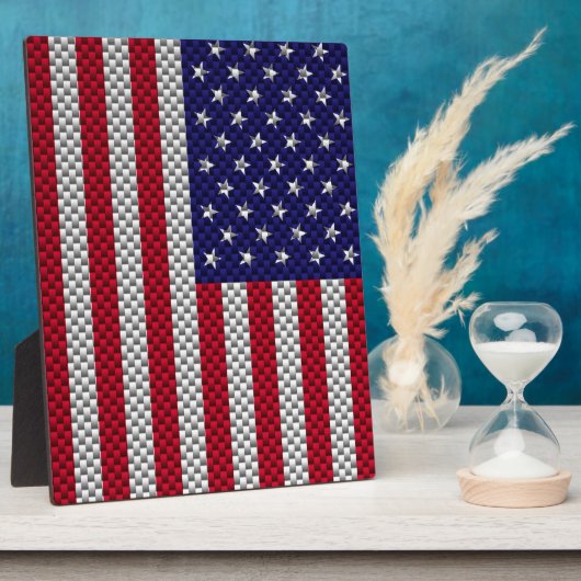 Amerikanische Flagge für Carbon Fiber Style Print Fotoplatte (Seite)