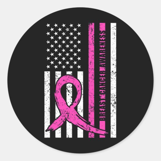 Amerikanische Flagge für das Brustkrebs-Bewusstsei Runder Aufkleber (Vorderseite)
