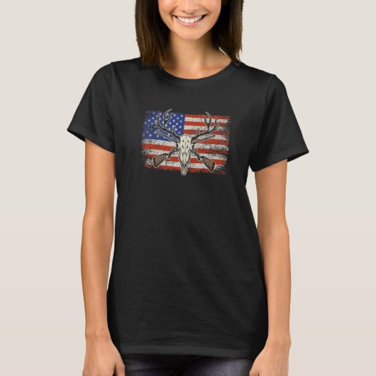 Amerikanische Flagge für Hirschjagd Vintag T-Shirt (Vorderseite)