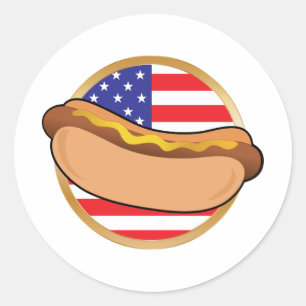 Amerikanische Flagge für Hot Dog Runder Aufkleber
