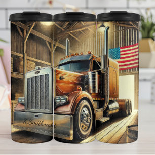 Amerikanische Flagge für klassische Lkw-Barn Thermosbecher