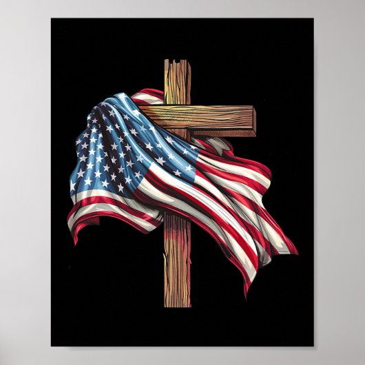 Amerikanische Flagge für Patriotische Christen D Poster (Vorne)